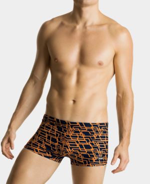 Men's Swim Shorts ATLANTIC - Dark Blue/Orange