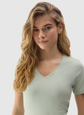 Women's Smooth T-Shirt with 4F Organic Cotton - Green