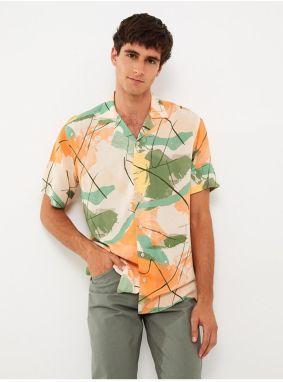 Pánska košeľa s krátkym rukávom a vzorom LC Waikiki Regular Fit z popelínu.