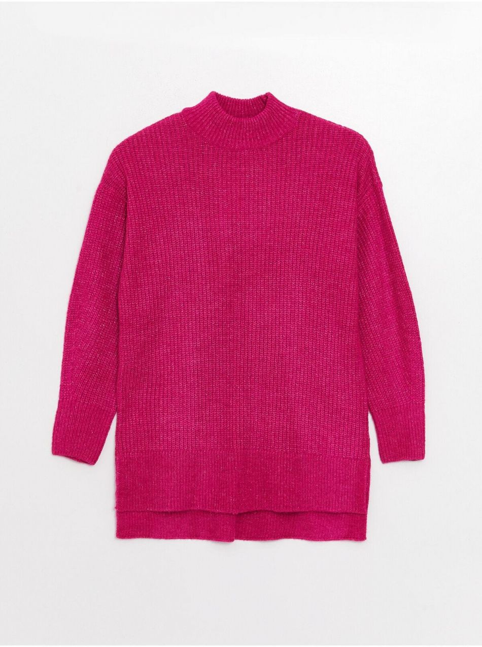 LC Waikiki Dámsky polovičný rolák rovný dlhý rukáv oversized úpletová tunika