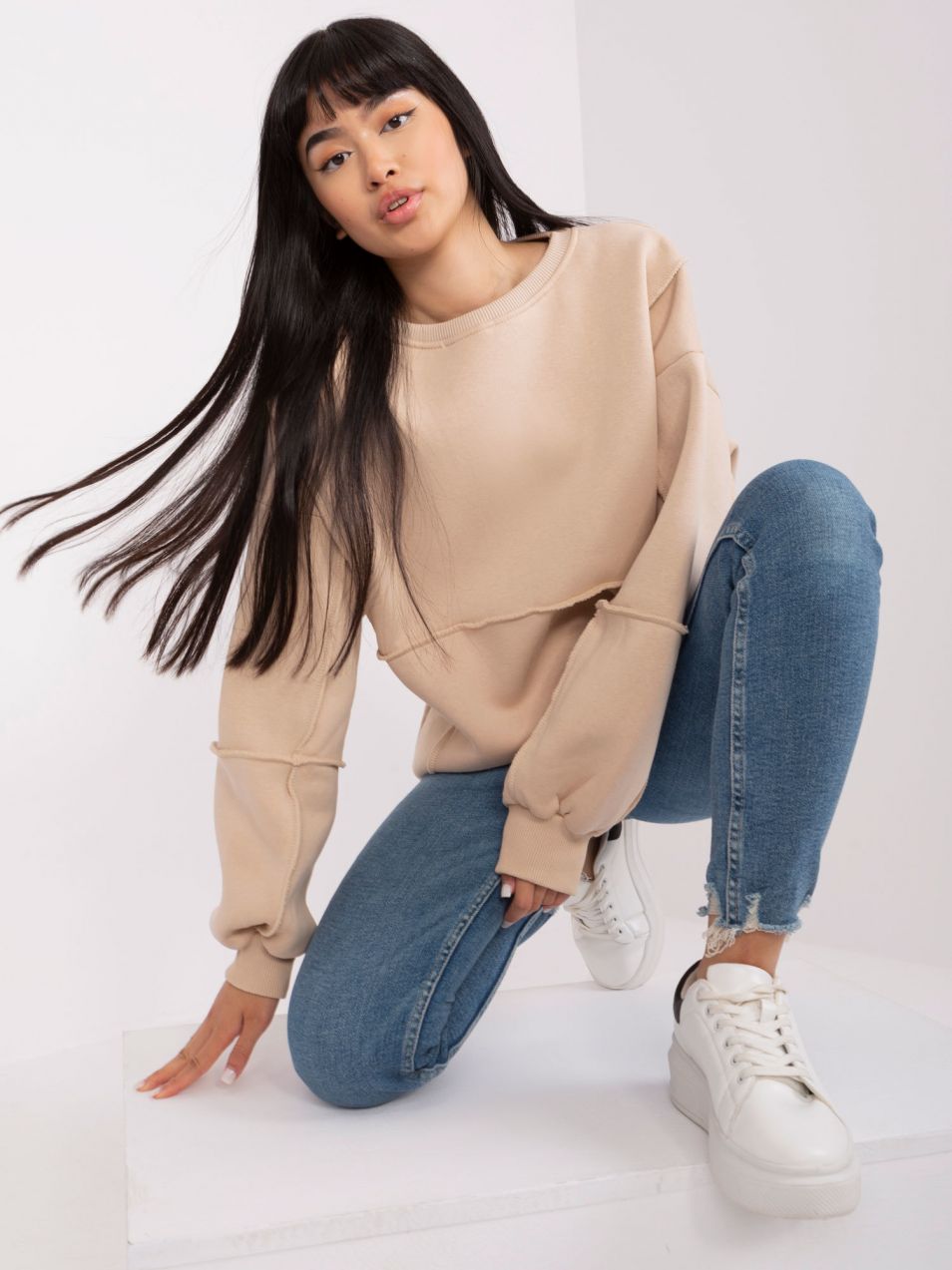 Beige Oversize Hoodie