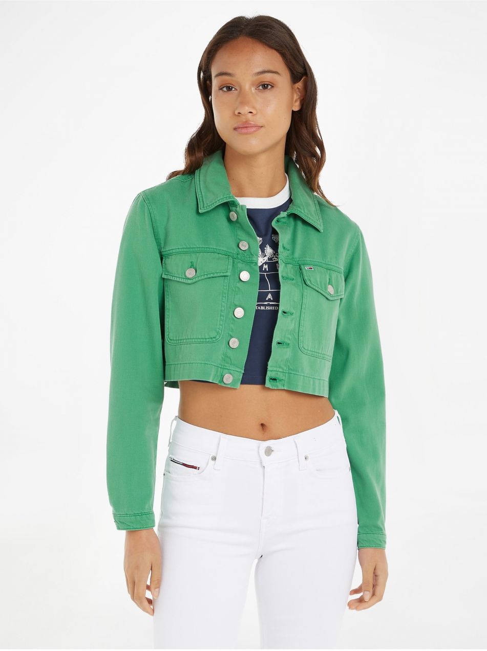 Rifľové bundy pre ženy Tommy Jeans - zelená