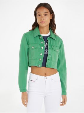 Rifľové bundy pre ženy Tommy Jeans - zelená