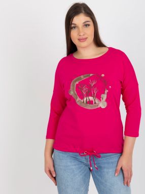 Fuchsia casual blouse with ribbing of larger size