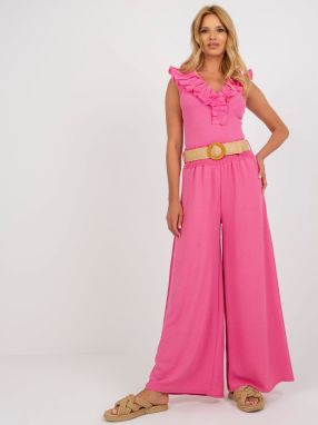 Pink palazzo trousers with high waist