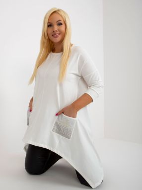 Ecru asymmetrical cotton blouse larger size