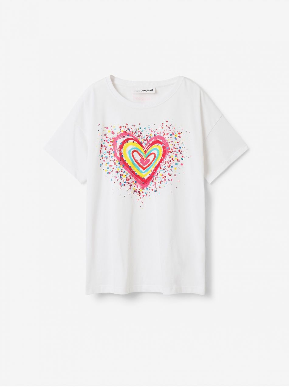 Biele dievčenské tričko Desigual Heart