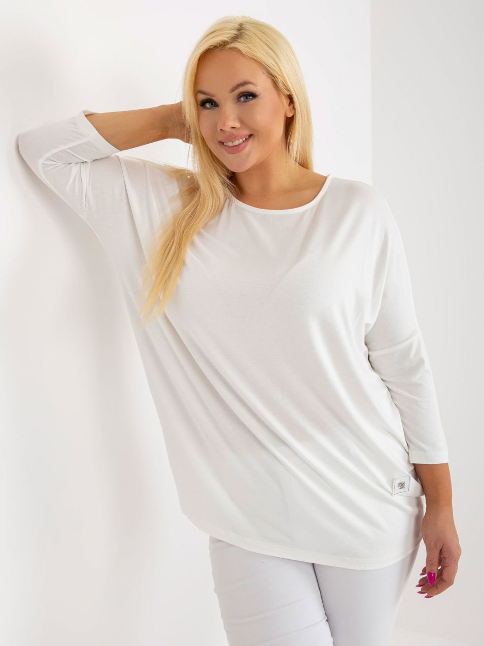 Ecru plus 3/4-sleeve blouse