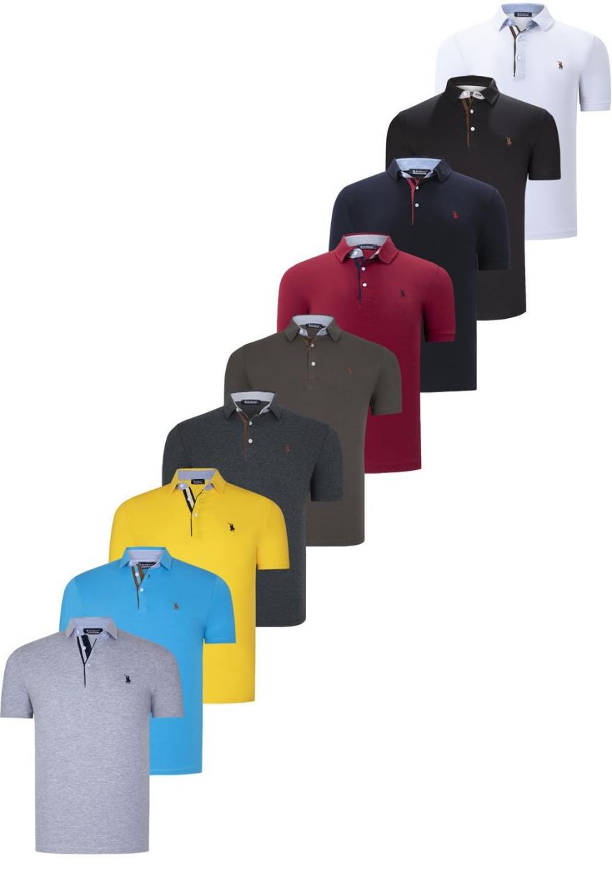 NINE-PACK T8582 DEWBERRY PÁNSKE TRIČKO-ČIERNE-BIELE-NÁMORNÍCKE MODRÉ-KHAKI-BURGUNDSKO-ANTRACIT-K. TYRKYSOVO-ŽLTO-ŠEDÁ