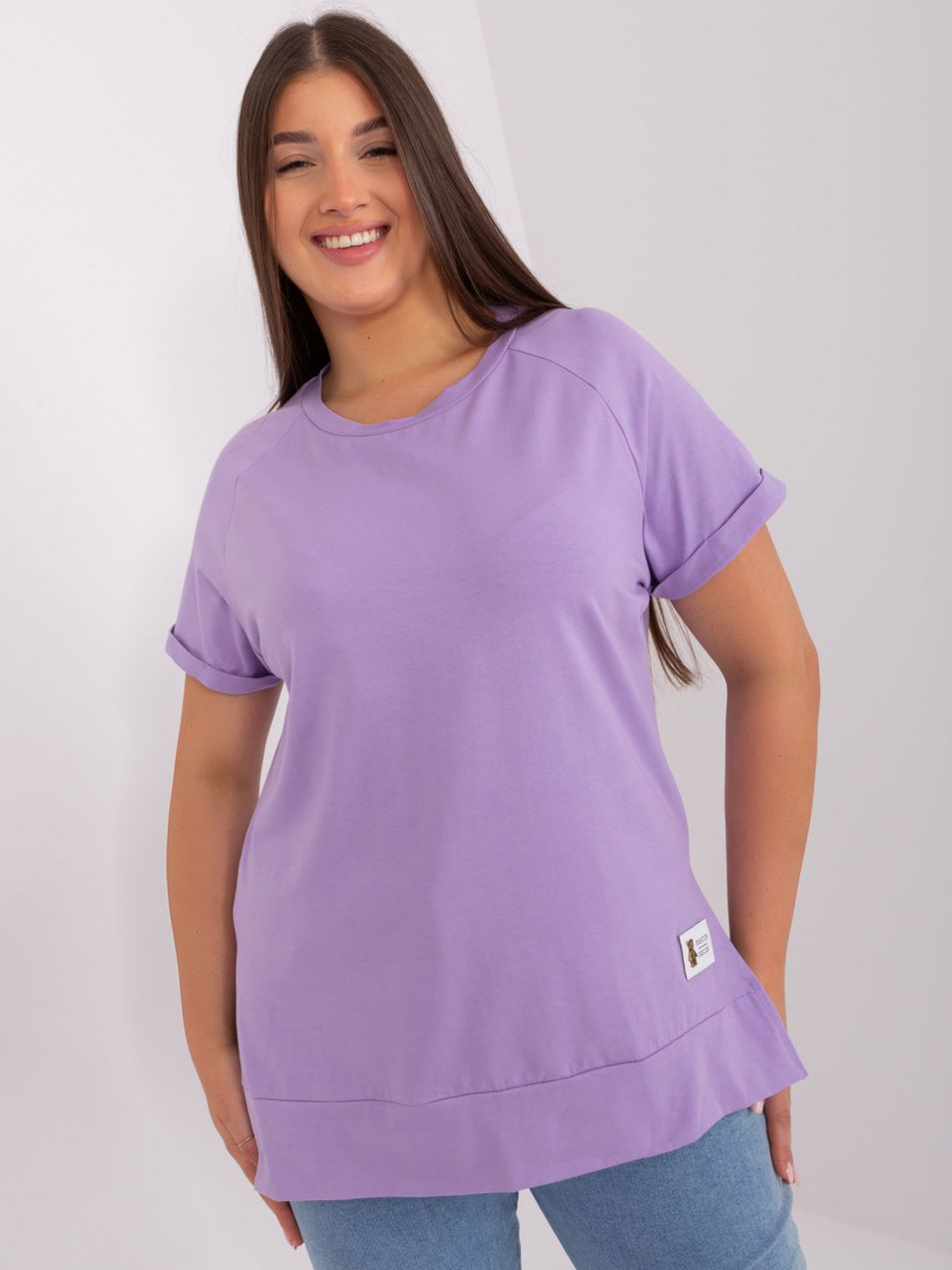 Light purple blouse with slit plus size basic