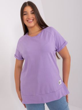 Light purple blouse with slit plus size basic