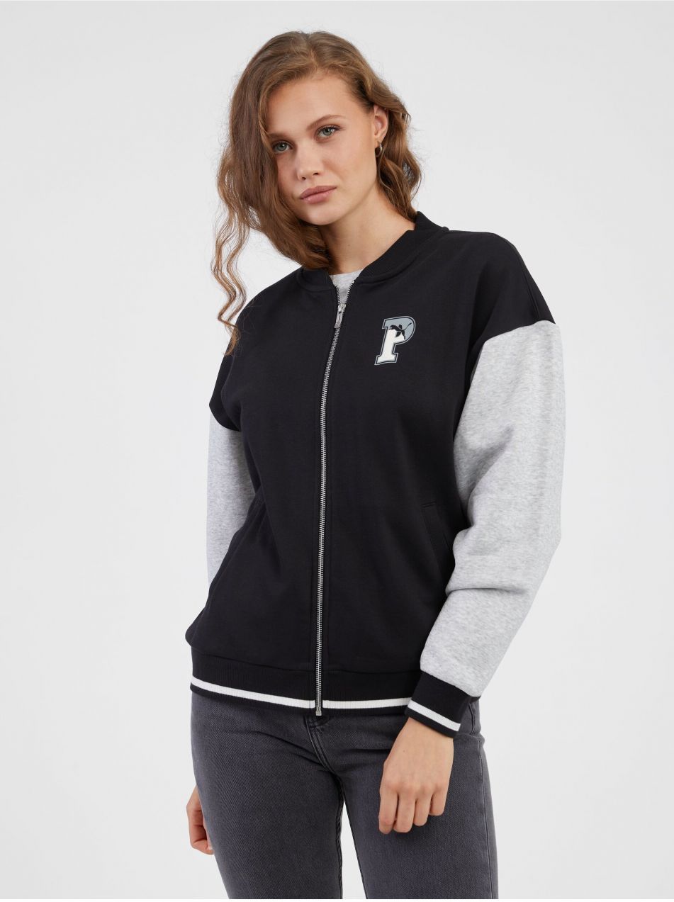 Šedo-čierna dámska mikina na zips Puma Squad Track