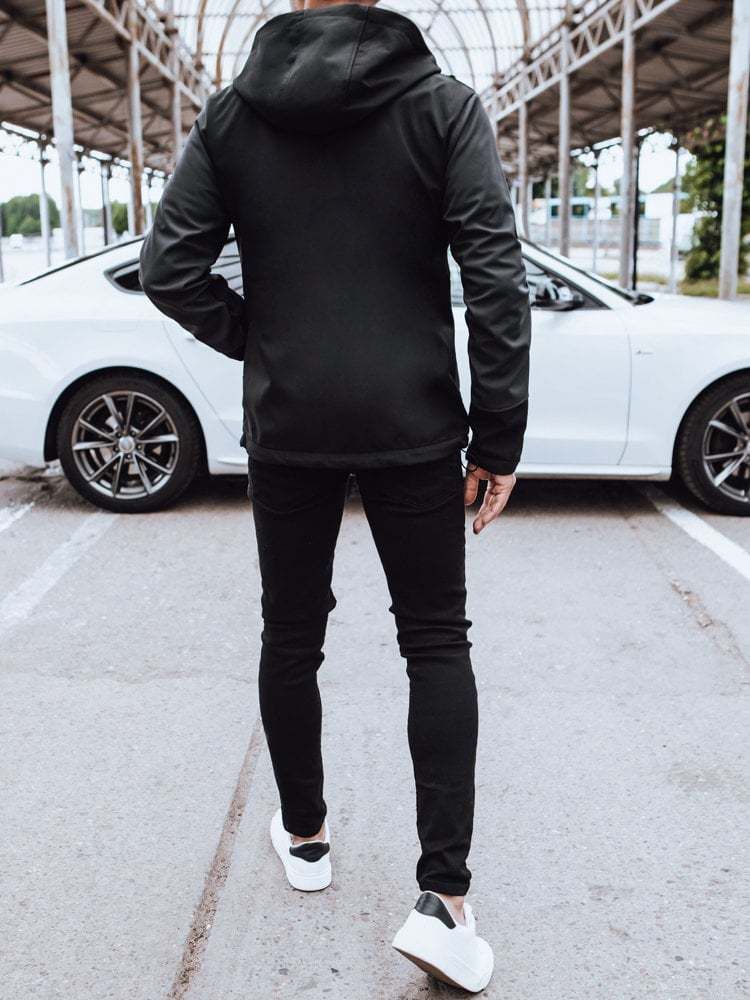 Men's hooded softshell jacket, black Dstreet