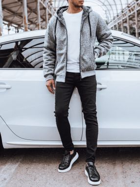 Men's light grey insulated zip-up hoodie Dstreet