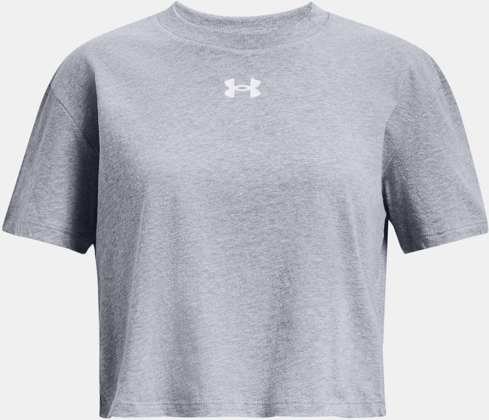 Svetlosivé dievčenské crop top tričko Under Armour Sportstyle