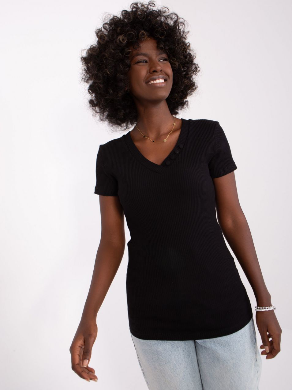 Black Women's Short Sleeve Blouse