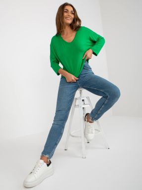 Green Women's Base Blouse with V-Neck