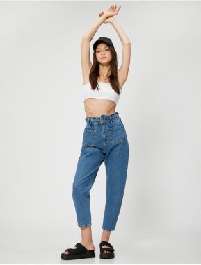 Koton džínsy s elastickým pásom vysoký pás - Baggy Jeans