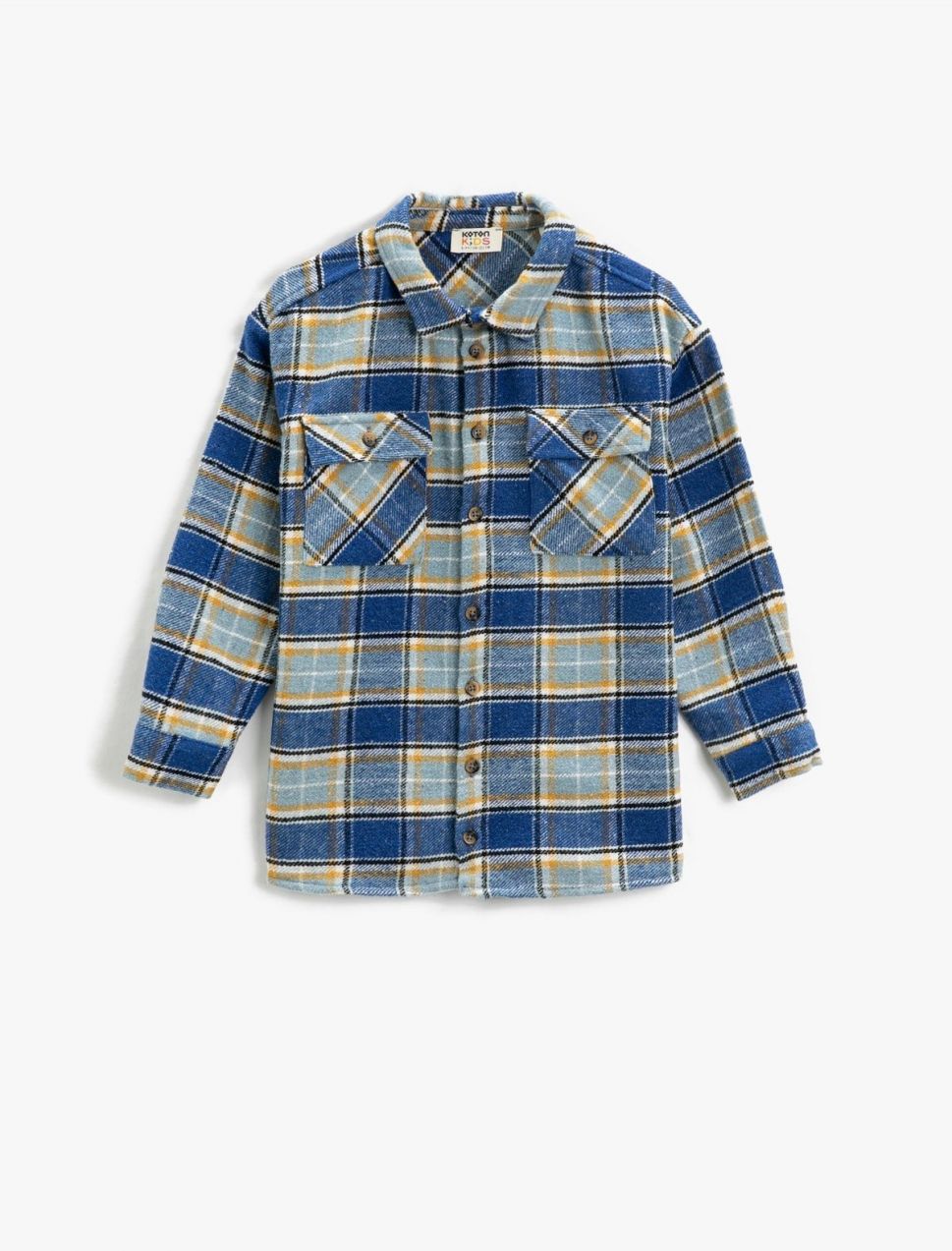 Košeľa Koton Oversize Lumberjack s chlopňou a vreckami, dlhými rukávmi a jemnou textúrou.