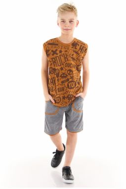 mshb&g Comics Boys Mustard T-shirt Shorts Set