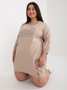 Beige sweatshirt dress size plus with pockets