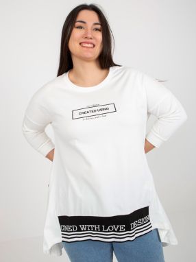 Ecru sweatshirt plus size tunic with 3/4 sleeves