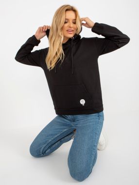 Women's Black Cotton Kangaroo Sweatshirt