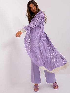 Light purple openwork cardigan with wool