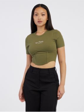 Kaki dámsky crop top ONLY Lola