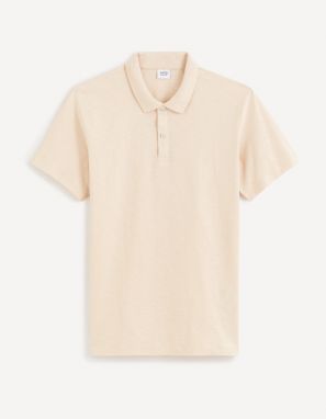 Krémové pánske basic polo tričko Celio Feflame