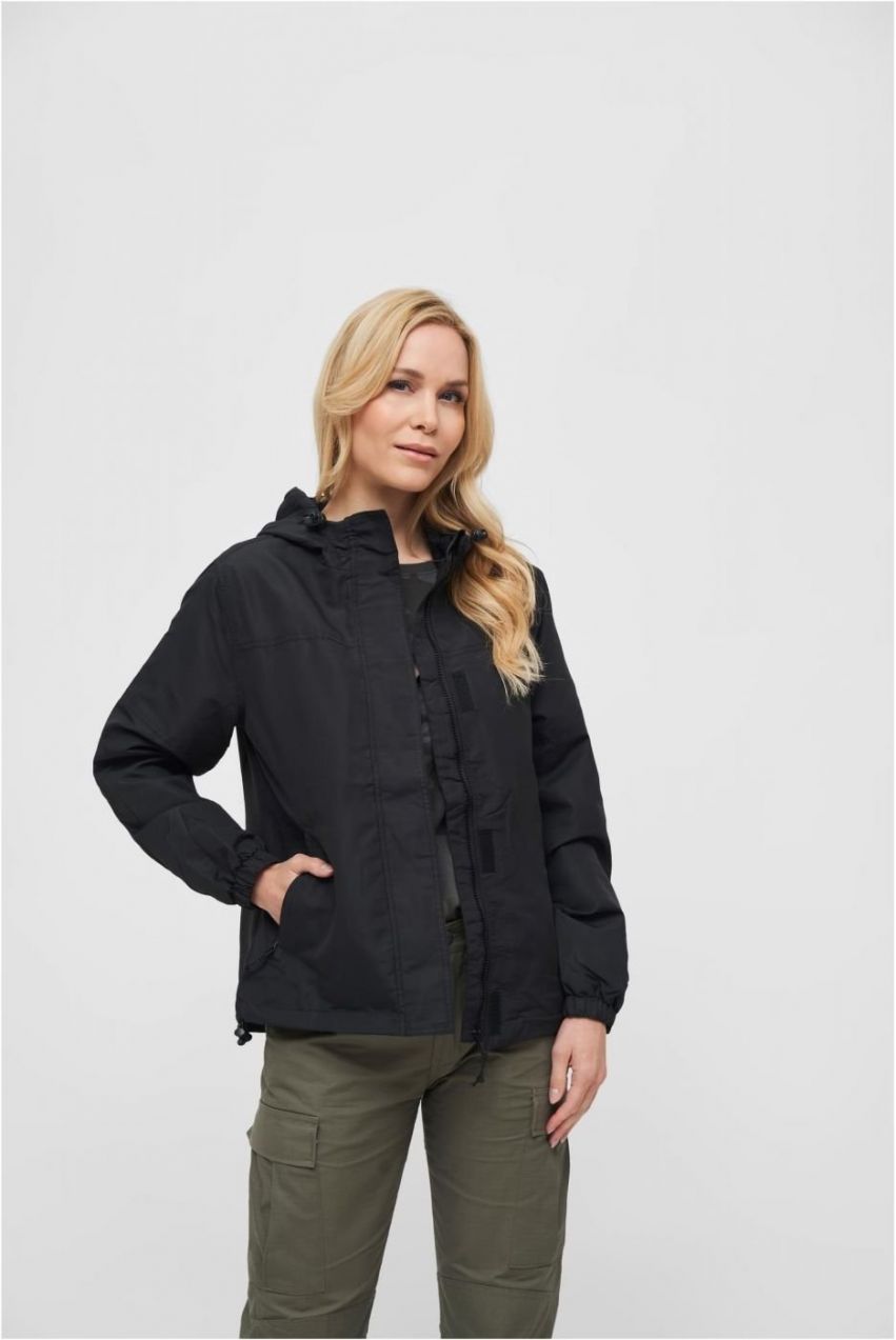 Women's summer windbreaker with front zipper black