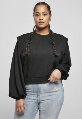 Women's Terry Crewneck modal with padded shoulders, black