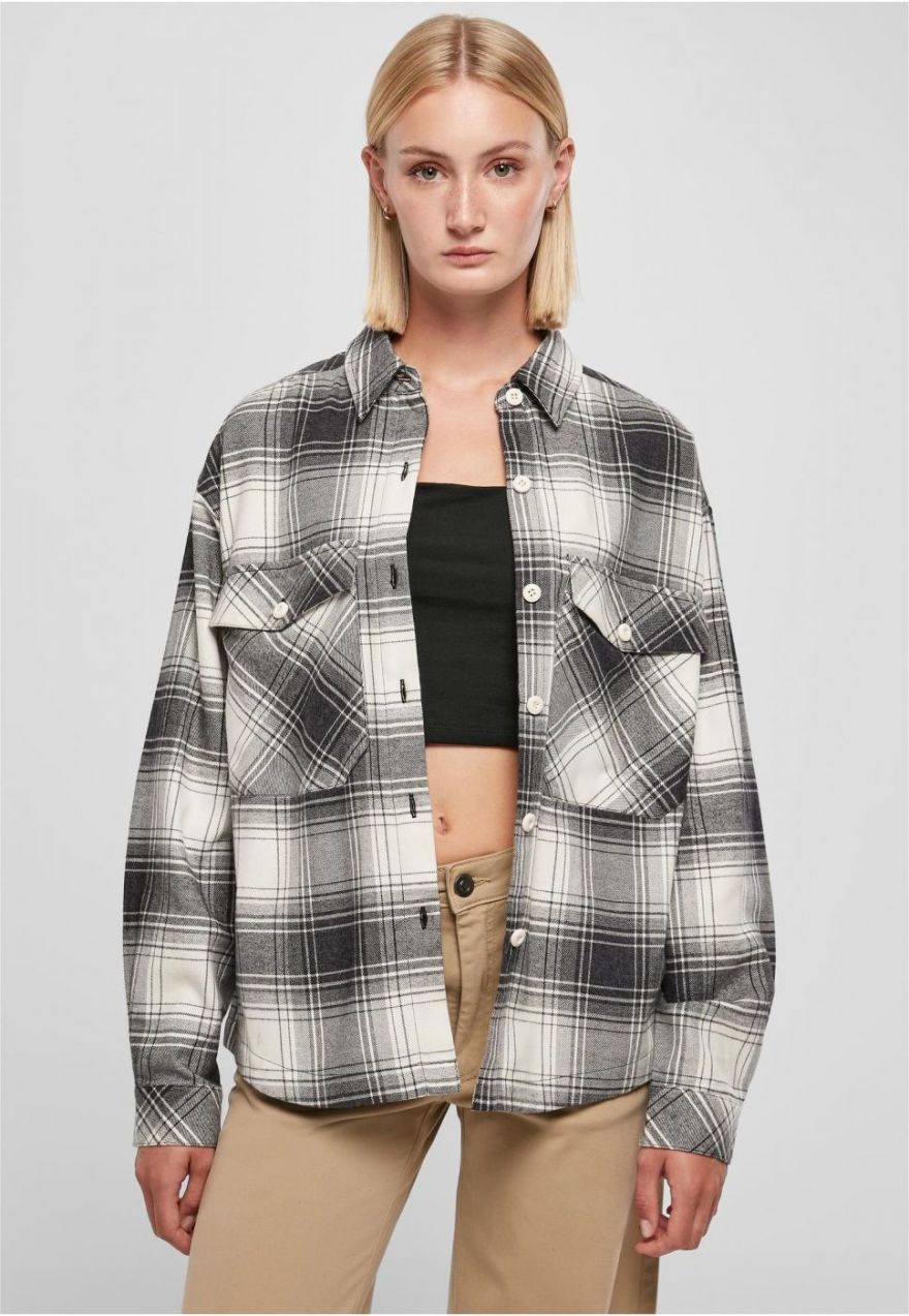 Women's oversized shirt white sand/black