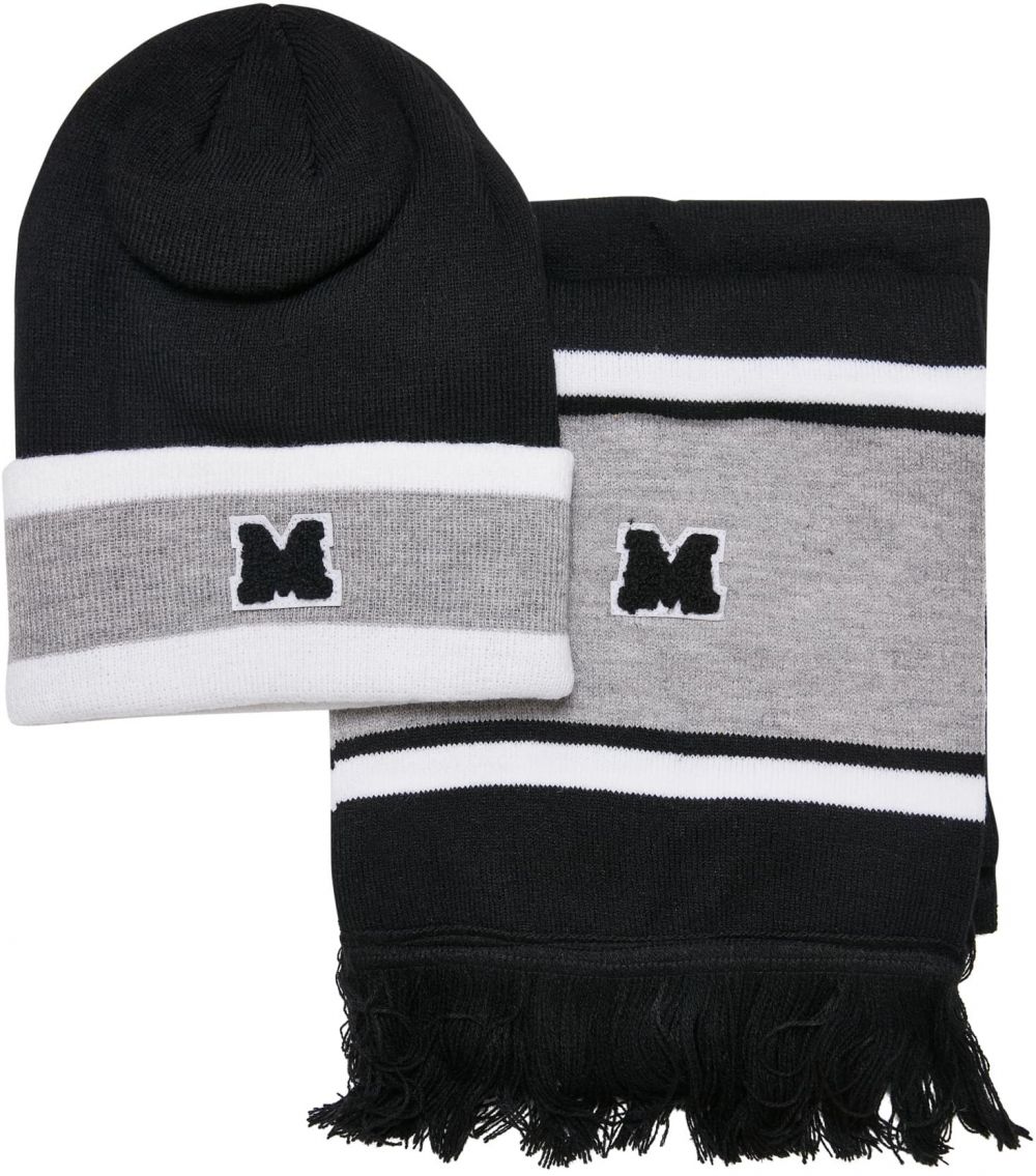 Package College Team Hat & Scarf Black/Heathergrey/White
