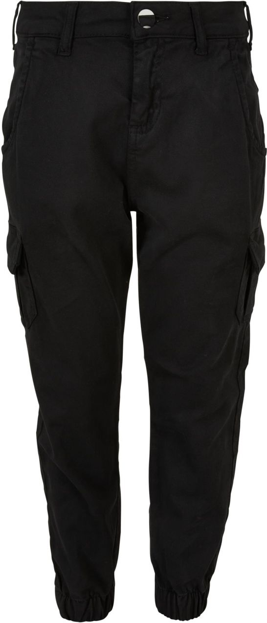 Girls' high-waisted cargo trousers black