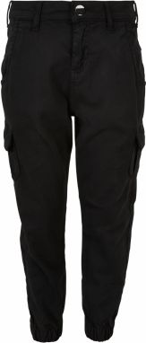 Girls' high-waisted cargo trousers black