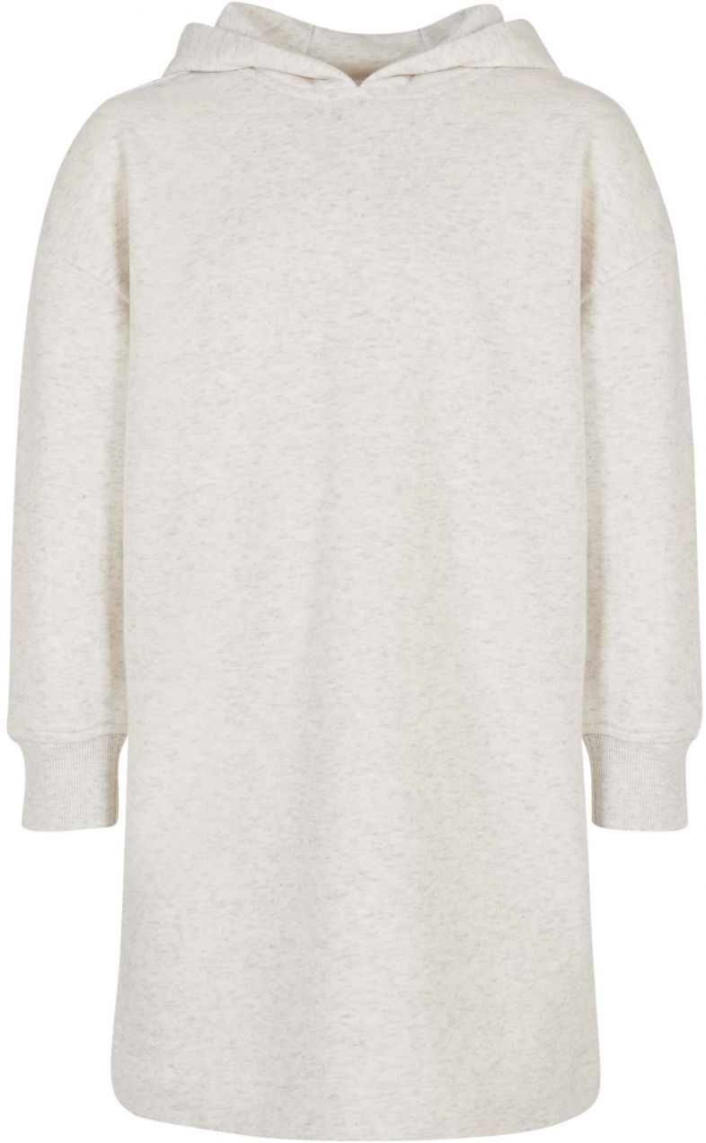 Girls' oversized terry dress with a hood - light gray