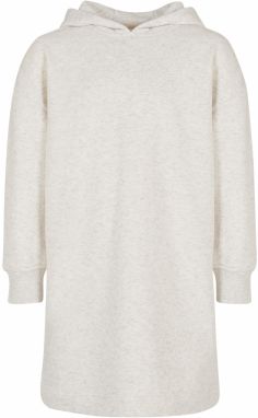 Girls' oversized terry dress with a hood - light gray