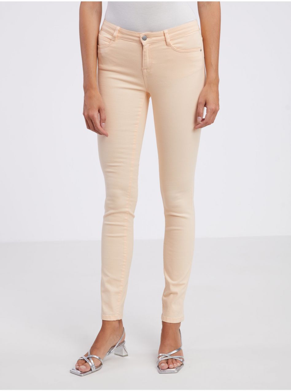 Marhuľové dámske slim fit nohavice CAMAIEU