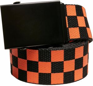Check And Solid Canvas Belt 2-Pack Black/Orange
