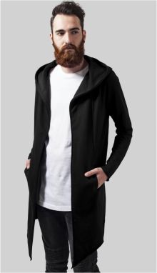 Long sweater with open brim and hood black