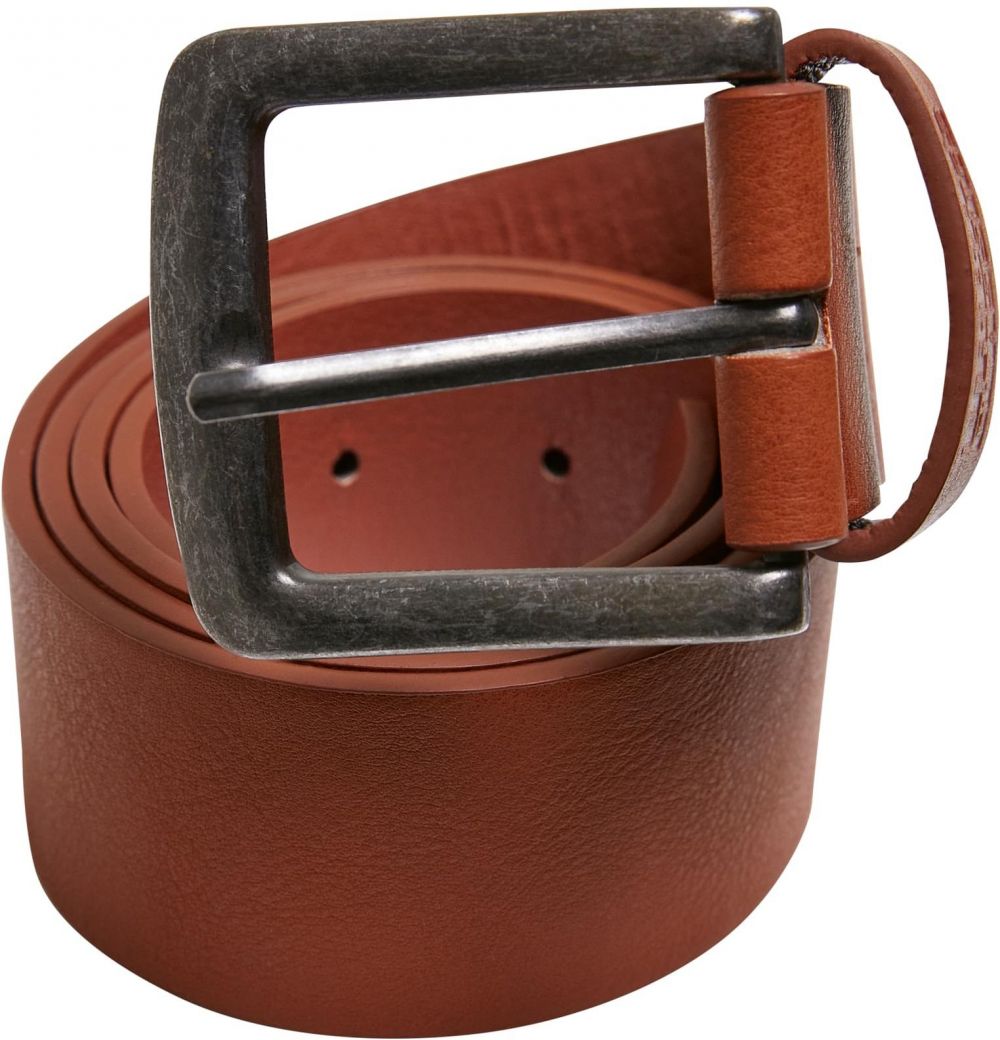 Imitation leather belt cognac brown