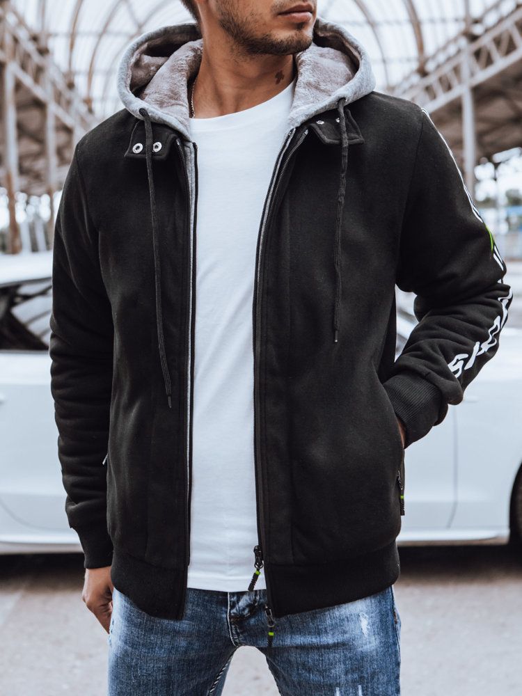 Men's insulated sweatshirt with print, black Dstreet