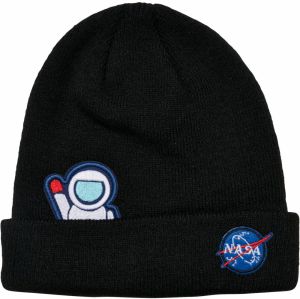 Children's Hat NASA Embroidery Beanie Black