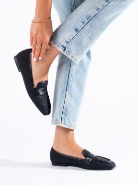 Dámske elegantné mokasíny čierne Shelvt