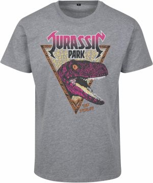 Jurassic Park Pink Rock Tee Heather Gray