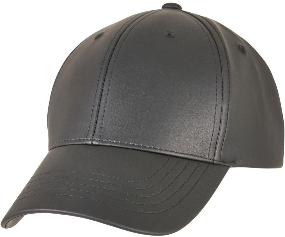 Black Alpha Shape Dad Synthetic Leather Cap