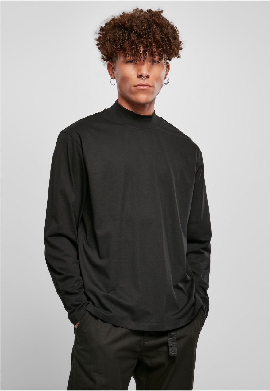 Heavy Boxes Mock Neck Long Sleeve Neck Black