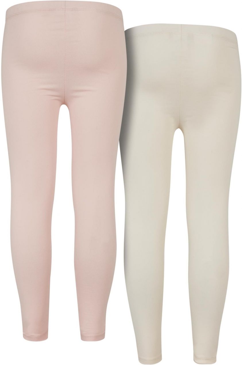 Girls' Jersey Leggings 2-Pack Pink/White Sand