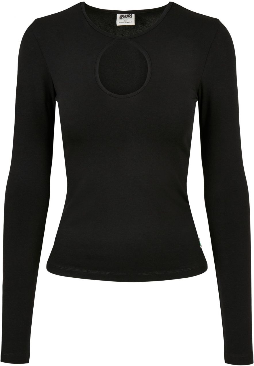 Women's Organic Long Sleeve Keyhole Black